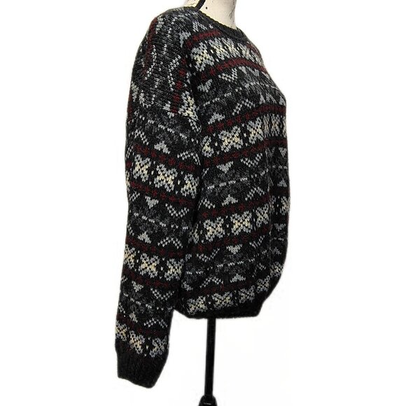Vintage Honors Fair Isle Unisex Sweater Medium Oversized Chunky Knit Crew Neck - Picture 3 of 6
